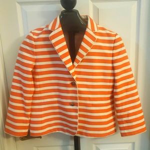 Ann Taylor Women’s Striped Blazer Jacket Coral Ora